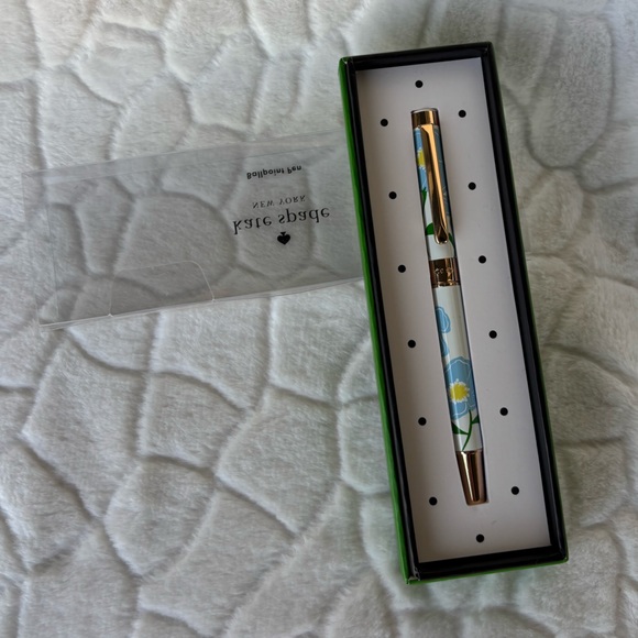 kate spade Other - NIB kate spade Floral Blue and Gold Ballpoint Pen